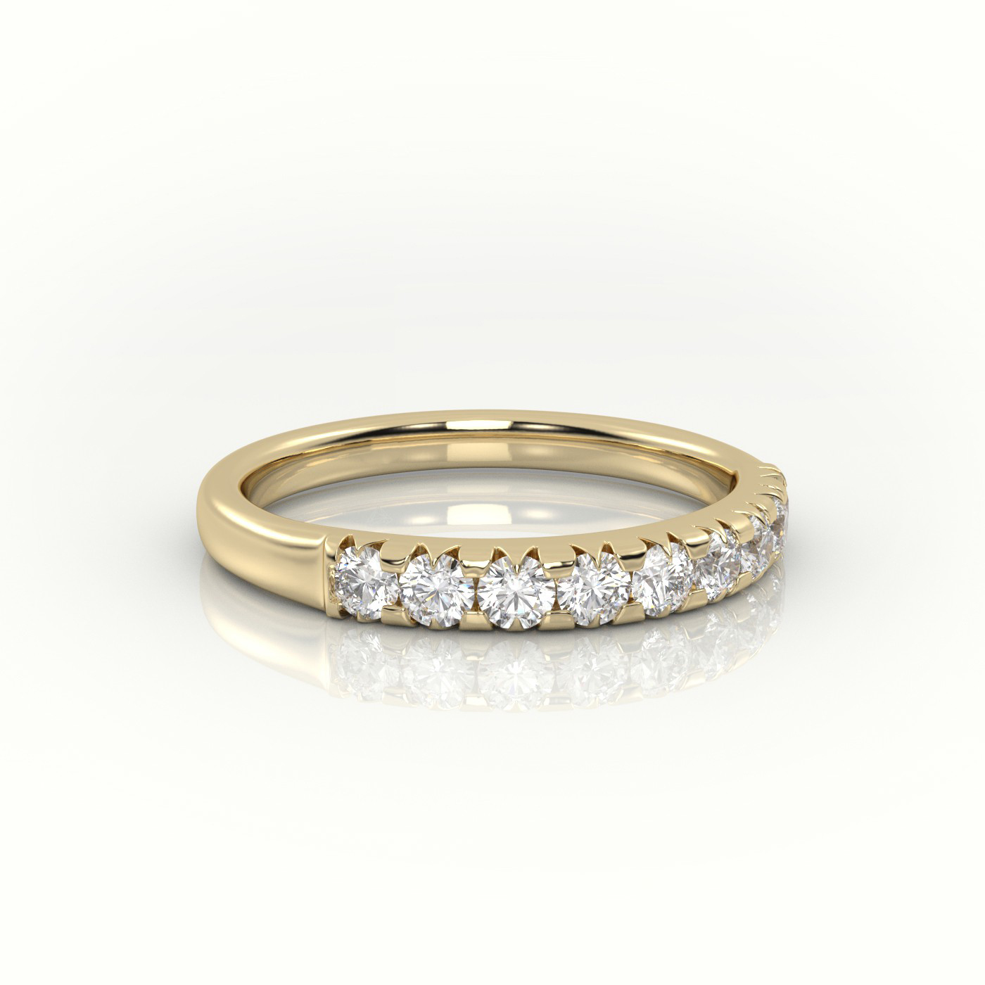 18k white gold delicate prong-set round diamond half eternity ring – minimalist diamond band Photos & images