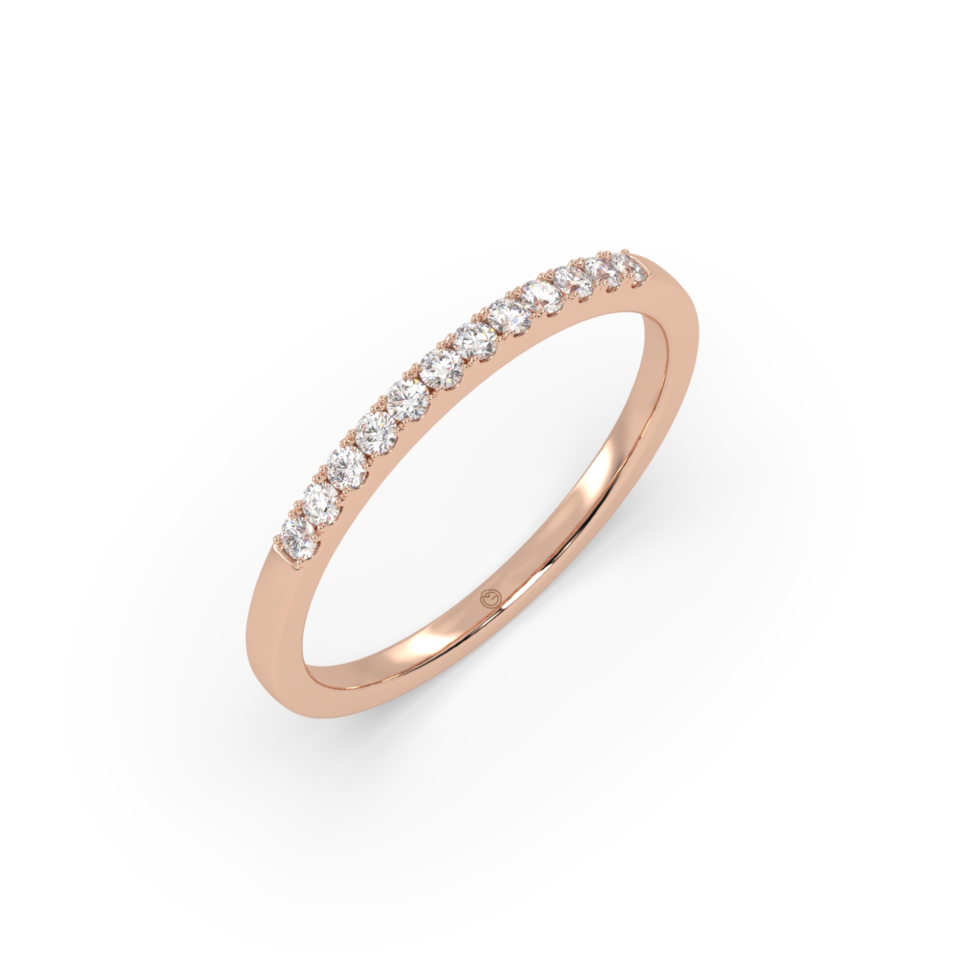 14k yellow gold  delicate prong-set round diamond half eternity ring – minimalist diamond band Photos & images
