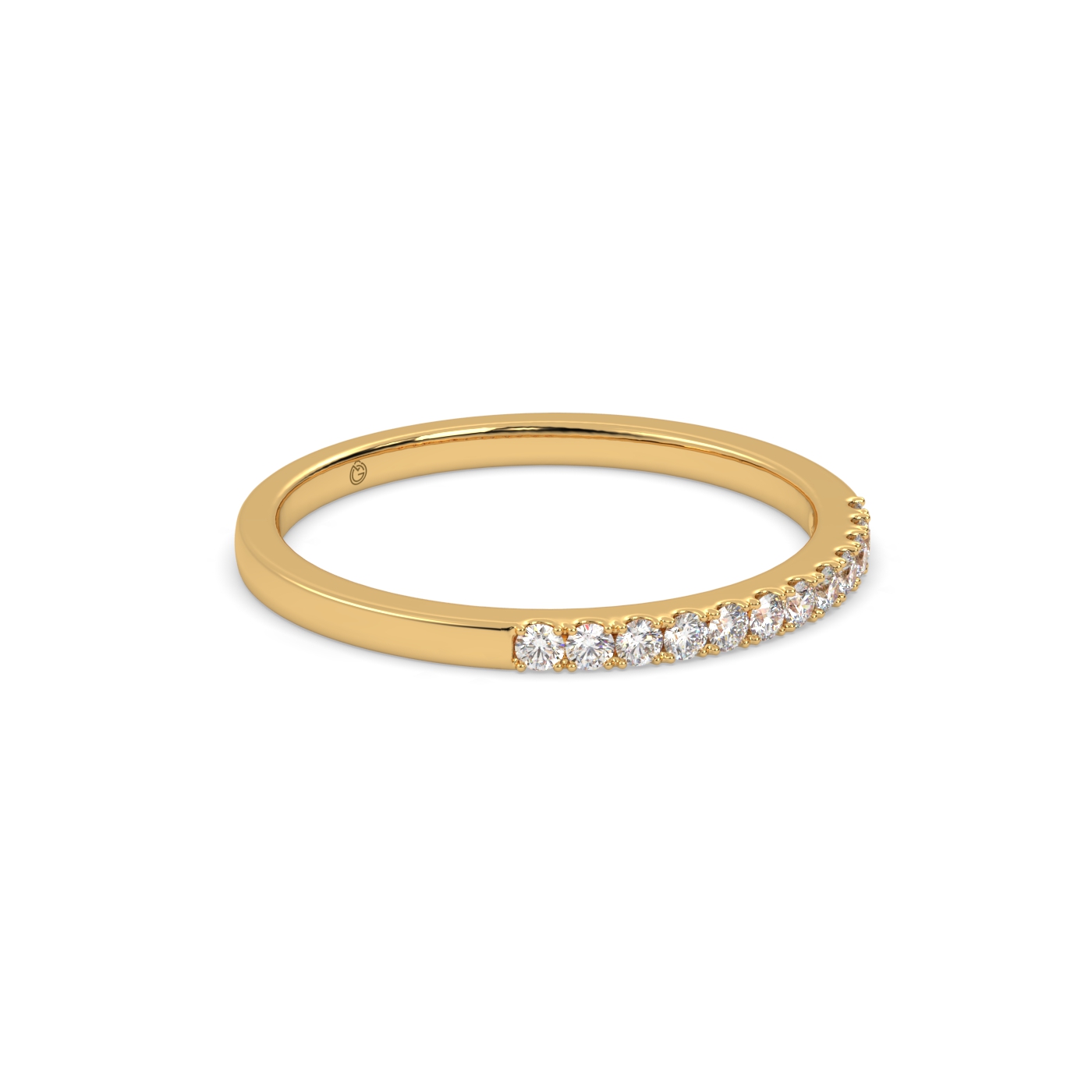 14k yellow gold  delicate prong-set round diamond half eternity ring – minimalist diamond band