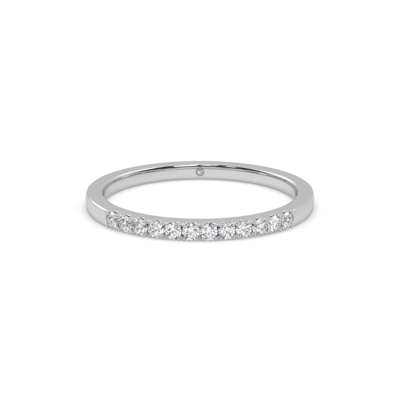 18k white gold delicate prong-set round diamond half eternity ring – minimalist diamond band