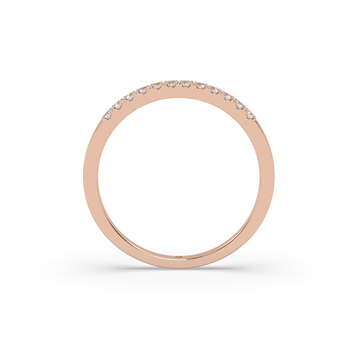 18k rose gold  delicate prong-set round diamond half eternity ring – minimalist diamond band