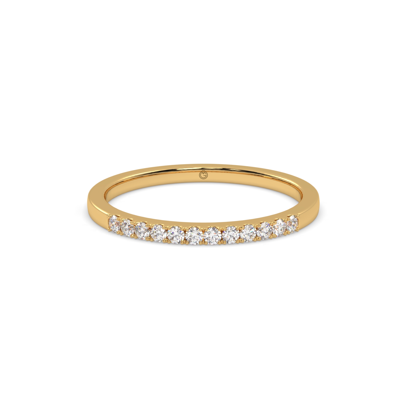 18k yellow gold  delicate prong-set round diamond half eternity ring – minimalist diamond band