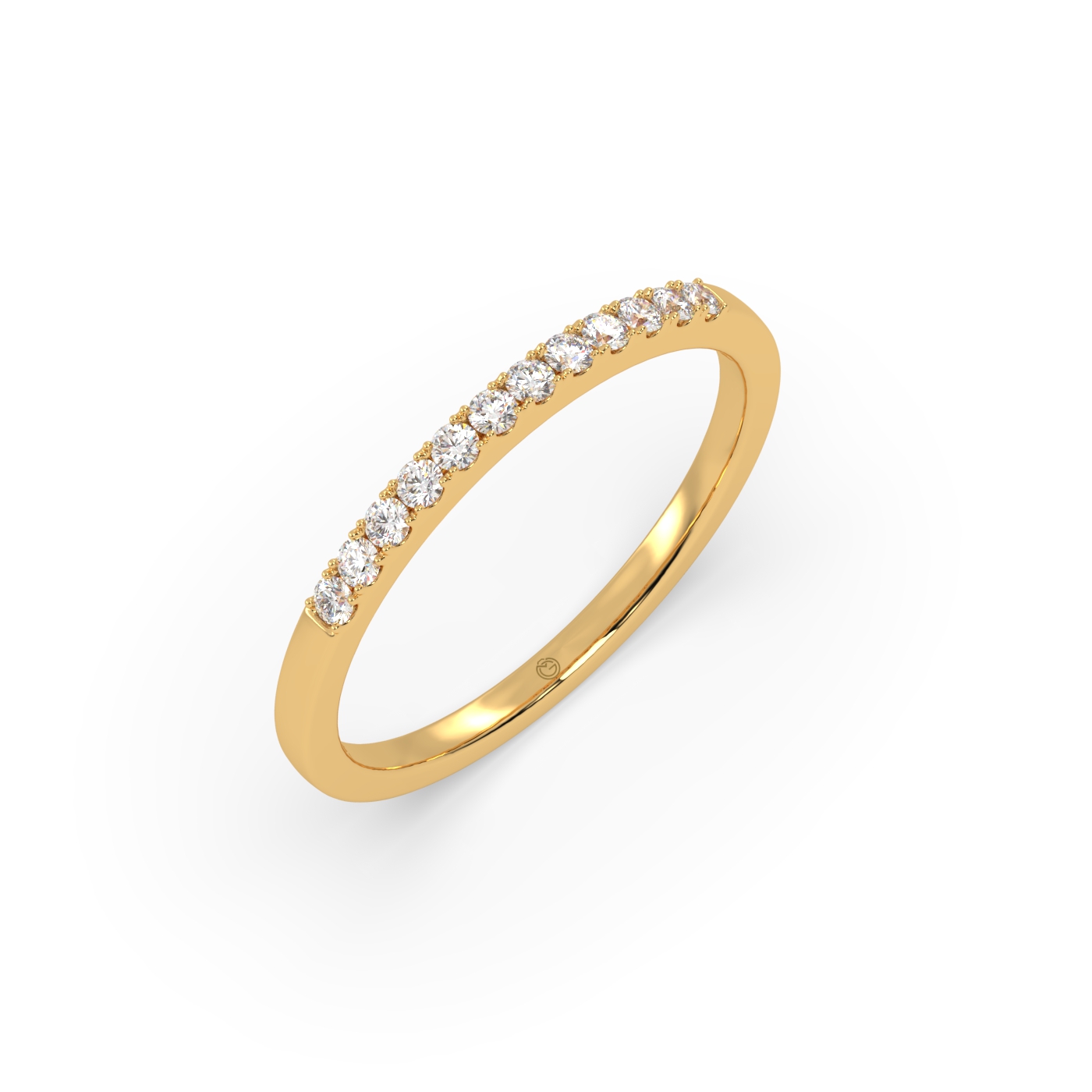 18k white gold delicate prong-set round diamond half eternity ring – minimalist diamond band Photos & images
