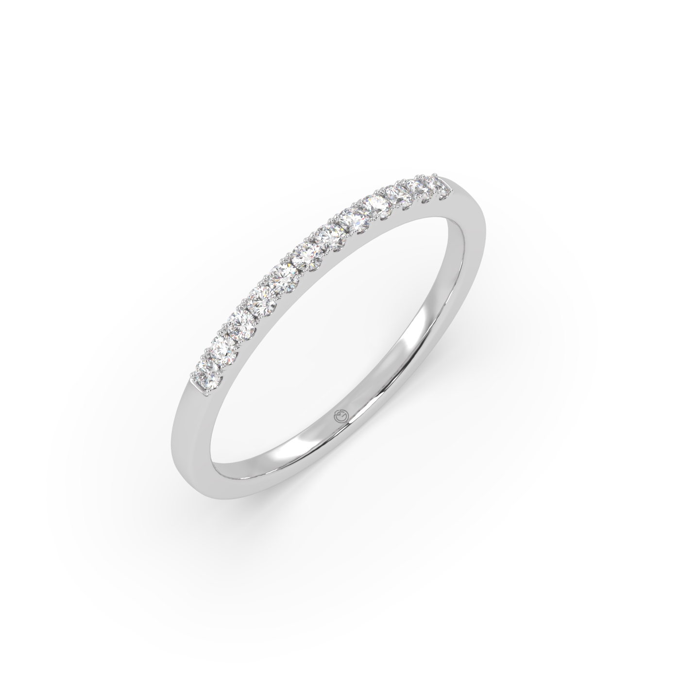 18k white gold delicate prong-set round diamond half eternity ring – minimalist diamond band Photos & images